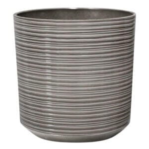 Саксия 35 x 35 x 35 см сив полирезин, голяма декоративна саксия за тераса, устойчива на атмосферни влияния, за вътрешно и външно ползване.
