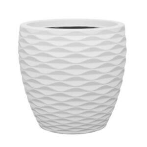 Саксия Бял мат 34 x 34 x 32.5 см полирезинова саксия за външна употреба с дренажни отвори