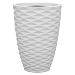 Саксия Бял мат 35 x 35 x 48 см, полирезинова саксия с дренажни отвори за външна и интериорна употреба