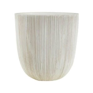 Саксия Чедър бял, външна и декоративна саксия полирезин за балкон и дом