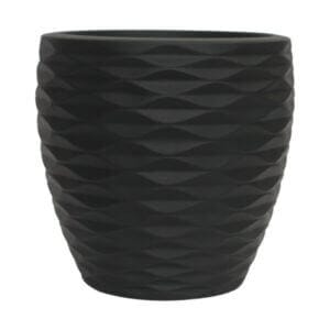 Саксия Черен мат 34 x 34 x 32.5 см, декоративна полирезинова саксия за външно ползване, устойчива на атмосферни влияния