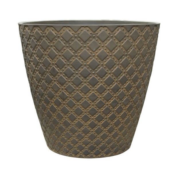 Саксия Орехово кафяво полирезин, външна декоративна саксия за балкон с дренаж и стилен дизайн Саксия Орехово кафяво полирезин, външна декоративна саксия за балкон с дренаж и стилен дизайн