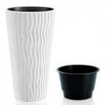 Саксия Prosperplast Sandy Slim S449, Бял, 39 см