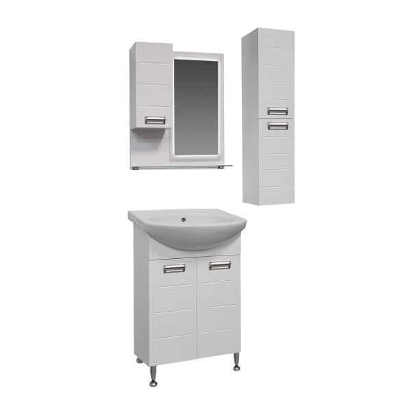 Шкаф за баня с огледало и LED осветление Makena Хаус, Бял Шкаф за баня с огледало и LED осветление Makena Хаус, Бял