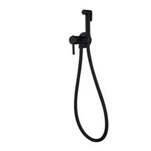 Смесител Cascada Black черен месингов смесител със слушалка за биде и стенен монтаж в баня