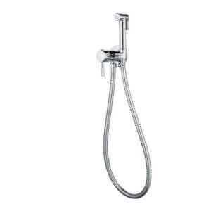 Смесител Cascada Chrome стенен с месингов смесител за баня и биде слушалка за удобство