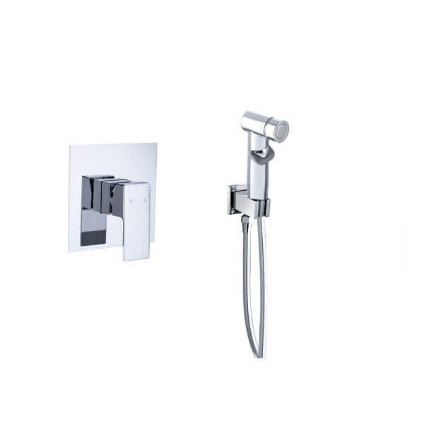 Смесител Cascada Chrome ZS-S1006, месингов стенен смесител с бидетна слушалка и черен дизайн за баня Смесител Cascada Chrome ZS-S1006, месингов стенен смесител с бидетна слушалка и черен дизайн за баня