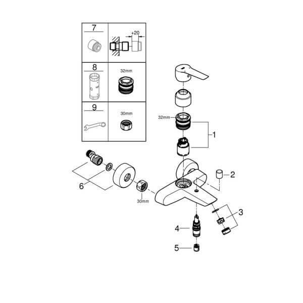 Смесител за вана/душ GROHE, Черен, Автоматичен, 322782432 Смесител за вана/душ GROHE, Черен, Автоматичен, 322782432