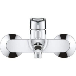 Смесител за вана и душ GROHE StartLoop OHM bath exp 23355001, едноръкохватков хромиран смесител с бутон дивертор за баня