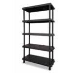 Стелаж PVC с 5 регулируеми рафта, черен, до 40 кг на рафт, 82х40х165 см