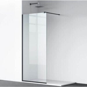 Стъклен параван Cascada мат с черен мат профил, матиран параван за баня 60 х 190 см, стилен и здрав