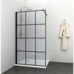 Стъклен параван за баня Cascada Full frame, профил черен мат, 90x190 см