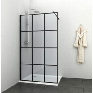 Стъклен параван за баня Cascada Full frame, профил черен мат, 90x190 см