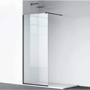 Стъклен параван за баня Cascada, матирано стъкло, черен профил, 90х190 см