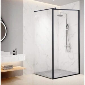 Стъклен параван за баня Cascada, профил черен мат, 90х190 см