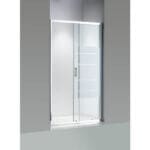 Стъклен параван за баня Cascada с плъзгаща врата, 130-140 см, бели ленти