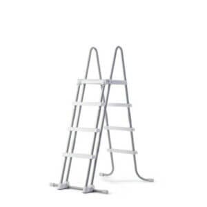 Стълба за басейн Intex 28077 метална сива с сваляеми стъпала, височина 132 см, стабилна и удобна.