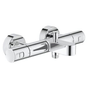 Термостатен смесител за душ GROHE PRECISION JOY 1/2" с хромирана повърхност и температурен ограничител.