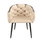 Трапезен стол Flow, бежов, с тапицерия от кадифе