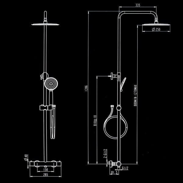 Тръбно окачване с термостатен смесител Makena хром Тръбно окачване с термостатен смесител Makena хром