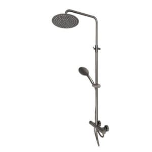 Тръбно окачване с термостатен смесител Makena сиво, стилна душ система с термостат за удобство в банята.