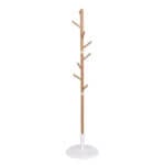 Закачалка стояща от бамбук, Натурален/Бял, 39.6 х 39.6 х 174.5 см